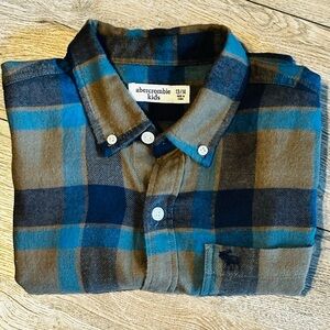 Abercrombie Kids Blue and Brown Checkered Shirt